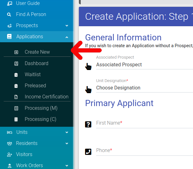 Create New Application Link in ExactEstate