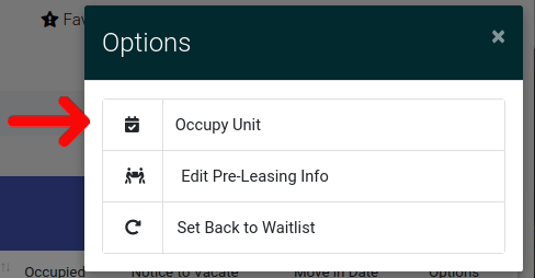 Selecting waitlist link in ExactEstate