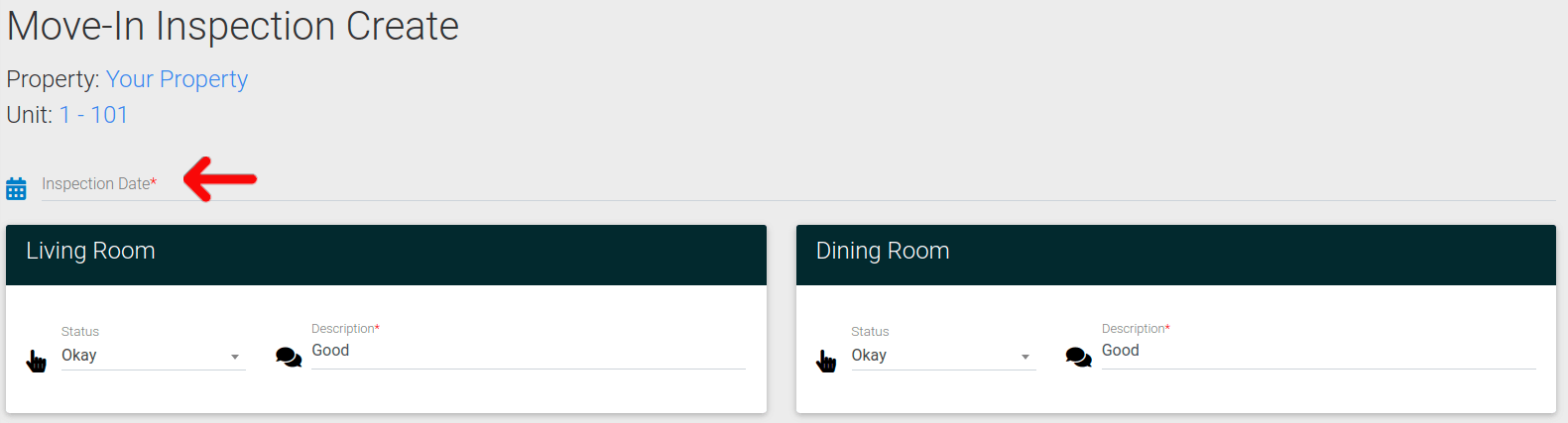 Selecting the Inspection Date for a Move-In Inspection