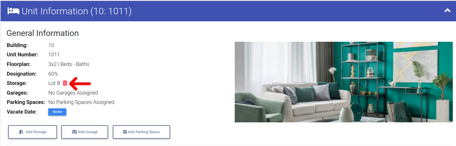 Removing Storage Location On Unit with Property Management Software