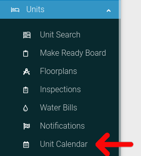 Unit Calendar navigation link property management software